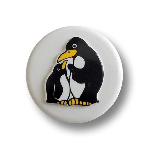 www.knopfparadies.de - 6714pi - Zuckersüße Kinderknöpfe, Motiv: Pinguin mit Kind